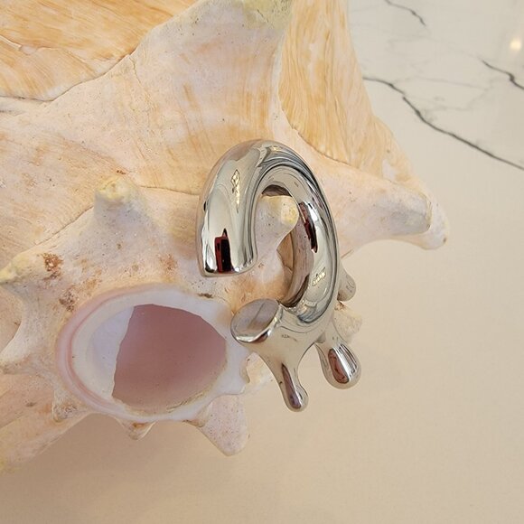 Pair Stainless Steel Ear Weights Hangers - Drip Design 0G - Picture 4 of 6